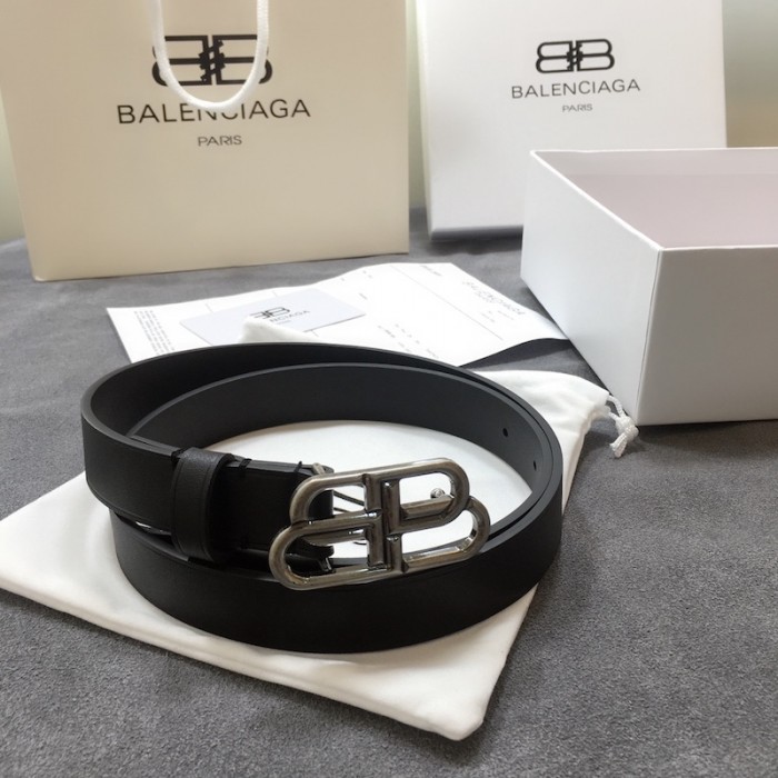 Balenciaga Women BB Thin Belt Black / Silver