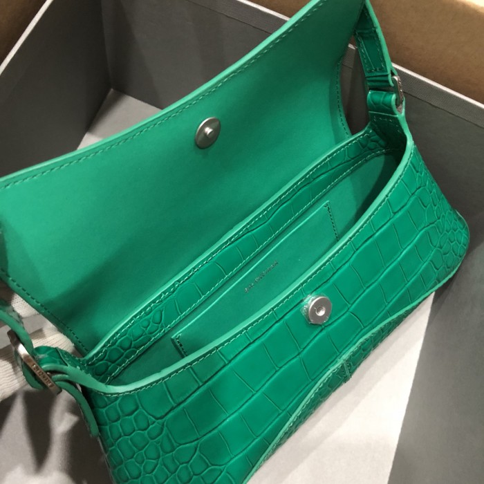 Balenciaga Women's Xx Small Flap Bag Crocodile Embossed in Green
