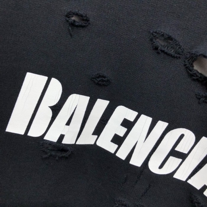 Balenciaga Caps Destroyed Hoodies Black