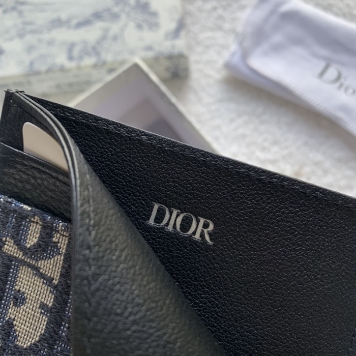 Dior Card Holder Blue Dior Oblique Jacquard