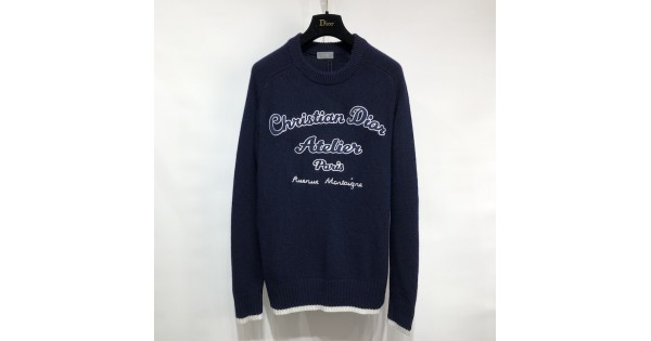 Christian Dior Atelier Sweater Blue Wool Jersey