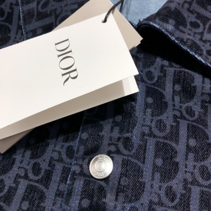 Dior Oblique Overshirt Blue Cotton-Blend Twill