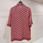 replica Dior Oblique Short-Sleeved Shirt Red Silk