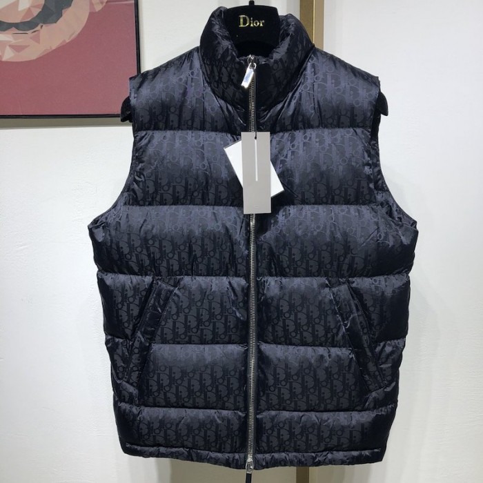 Dior Oblique Sleeveless Down Jacket Vest Navy Blue