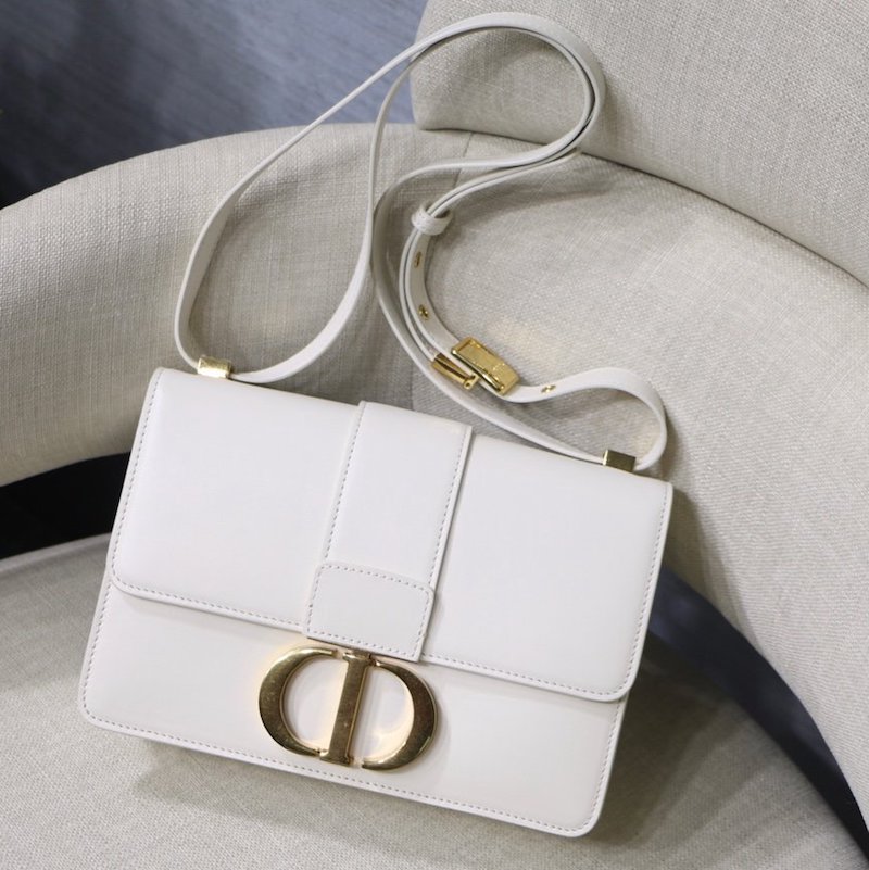 Dior 30 Montaigne Calfskin Bag White