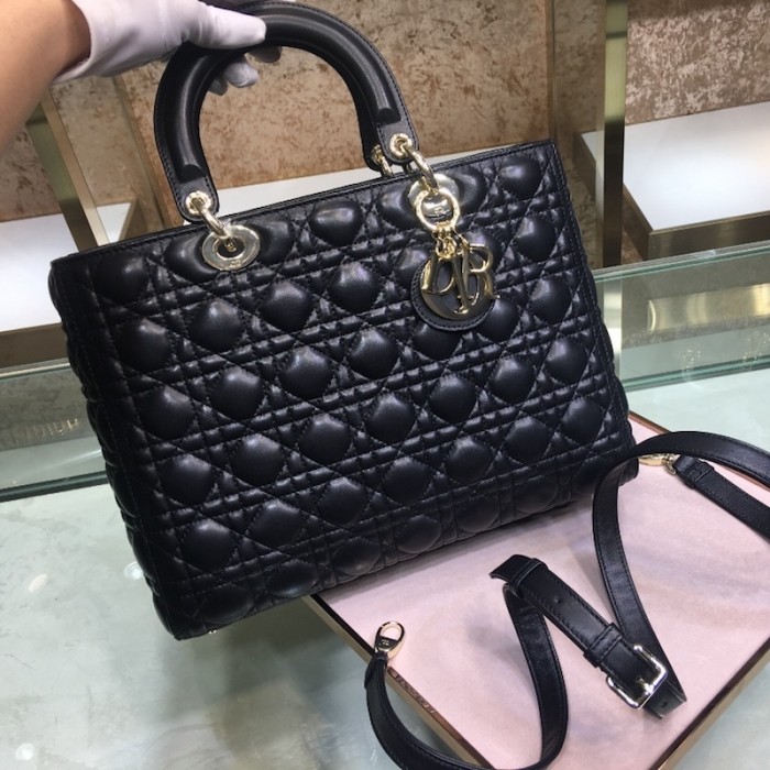 Dior Lady Dior Lambskin Bag Black