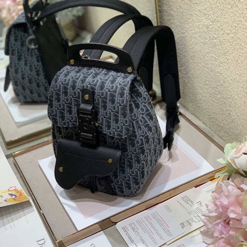 Dior Oblique Jacquard Mini Saddle Backpack Black