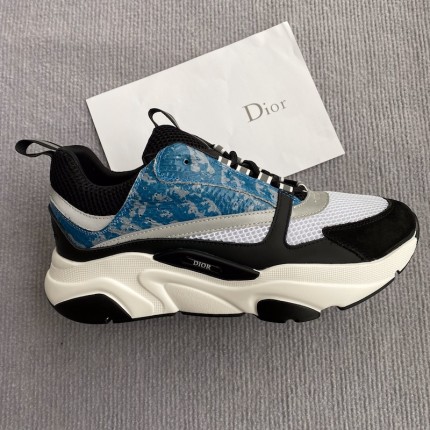 Dior B22 Sneaker in technical knit and blue calfskin