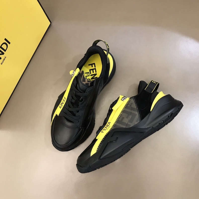 Fendi Flow Nylon Low Tops Sneaker Black / Yellow