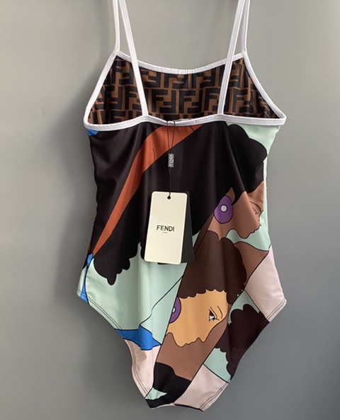 Fendi Multicolor Lycra One-Piece Swimsuit brown