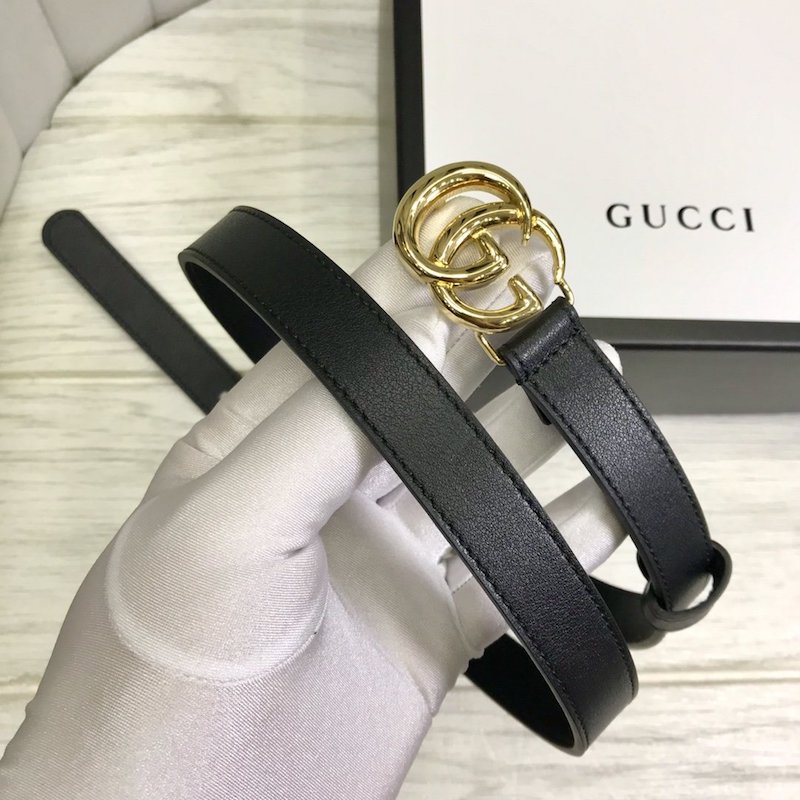 Gucci skinny belts for women with Double G buckle Black