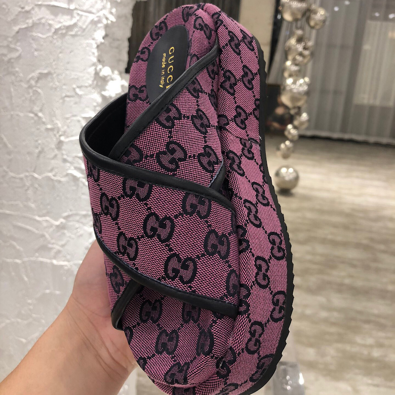 Gucci GG Multicolour platform sandal Pink