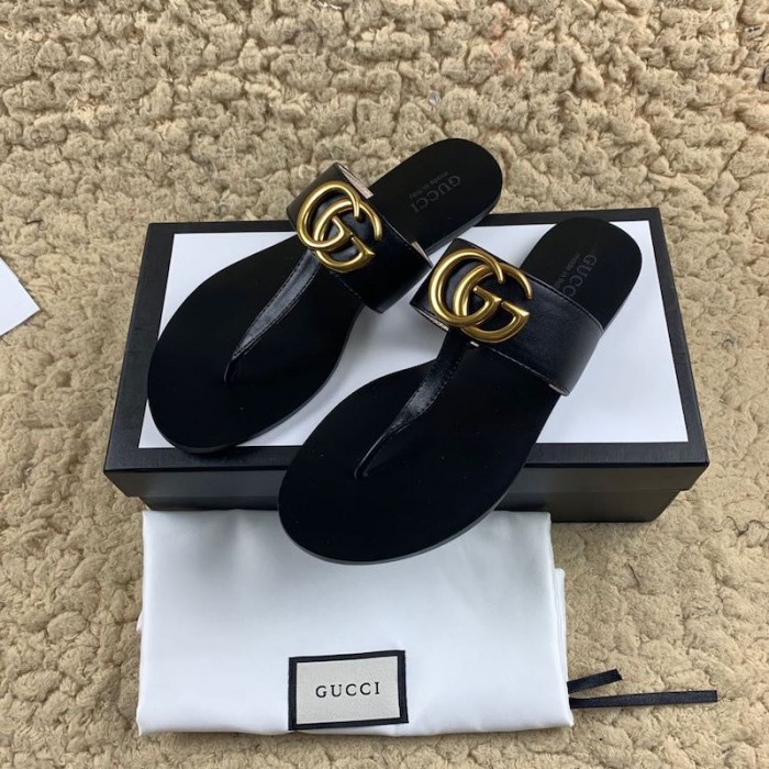 gucci leather thong sandal with double g