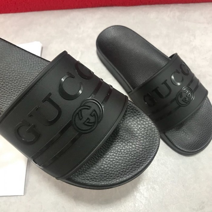 Gucci Logo Rubber Slide Sandal Black