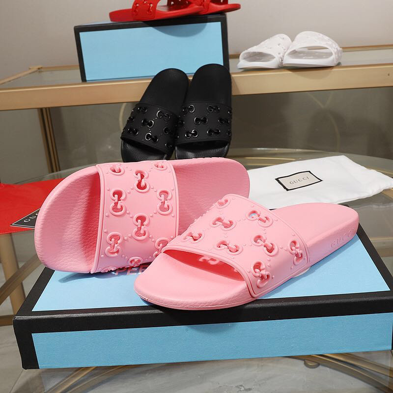 Gucci Rubber GG Slide Sandal Pink