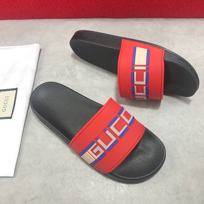 Gucci Stripe Rubber Slide Sandal Red
