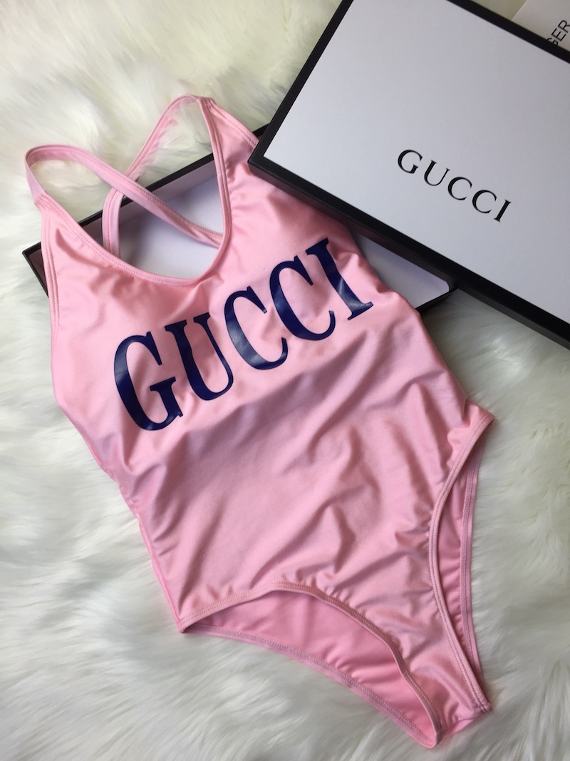 Gucci logo swimsuit pink