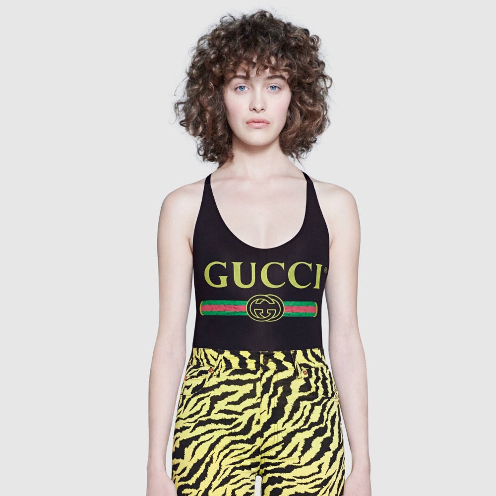 Sparkling swimsuit with Gucci logo Black