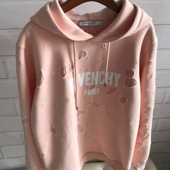 Givenchy Paris Destroyed Hoodies Pink