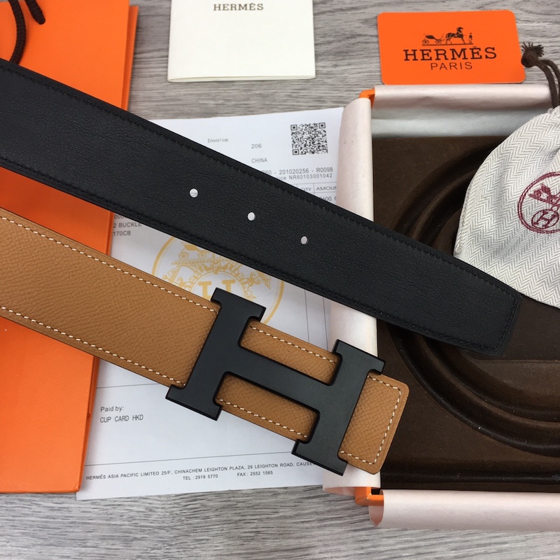 Hermes Men's Reversible Epsom Leather 38MM Belt Tan