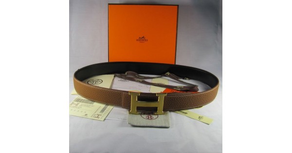 Hermes Reversible Togo Leather 38MM Belt Tan