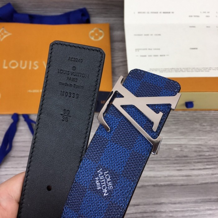 Louis Vuitton Blue Virgil Abloh Navy Monogram Leather Belt M0359