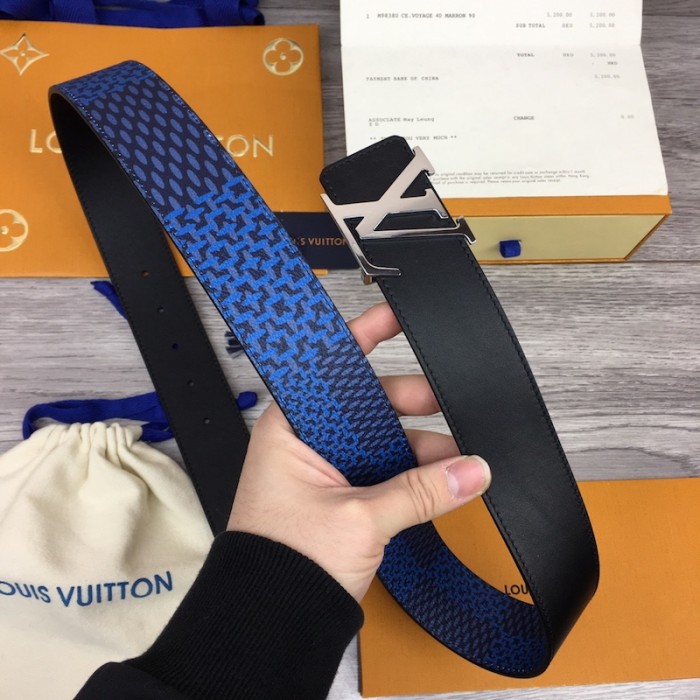 Louis Vuitton Blue Virgil Abloh Navy Monogram Leather Belt M0359