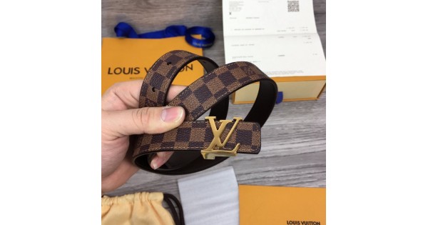 .com: Louis Vuitton Damier Ebene LV Initiales 25 mm Belt (80 cm) :  Clothing, Shoes & Jewelry