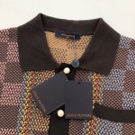 Replica Louis Vuitton Damier Short-Sleeved Cotton Knit Shirt