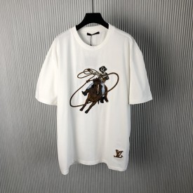 Replica Louis Vuitton Graphic Embroidered Cotton T-Shirt