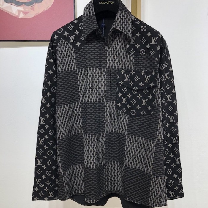 Louis Vuitton x Nigo MNGM Waves Giant Damier Flannel Shirt Charbon