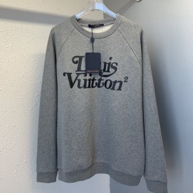 Louis Vuitton LV Rivet Print Logo Round Neck Pullover Sweater for Men Black 1A84LS