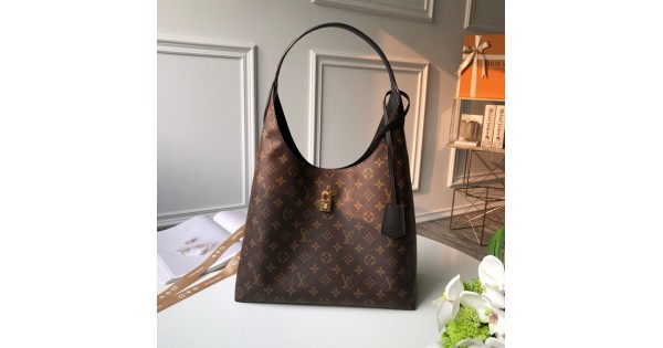 M43545 Louis Vuitton 2018 Premium Flower Monogram Hobo handbag-Black