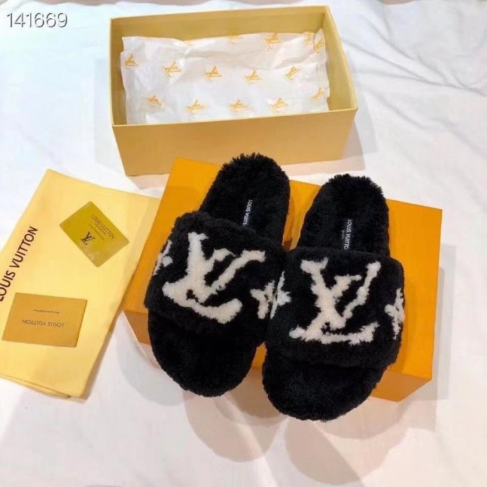Louis Vuitton Fur Slides Black - For Sale on 1stDibs  louis vuitton fluffy  slippers, fuzzy lv slides, louis vuitton slippers fuzzy