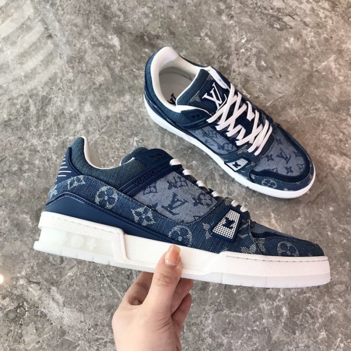 LV Monogram Denim Trainer Sneakers 1A7S51  Lv sneakers, Sneakers fashion,  Swag shoes