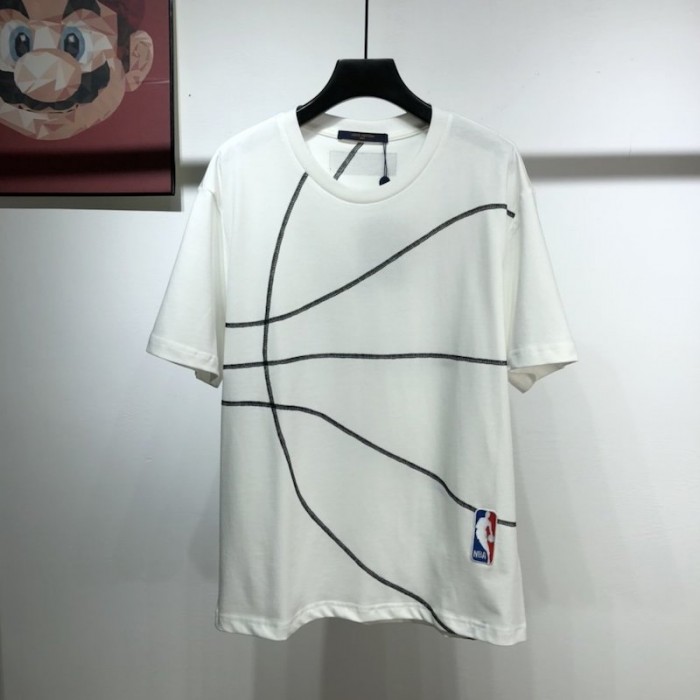 Louis Vuitton x NBA Embroidery Detail T Shirt Milk Navy Men's - FW20 - US