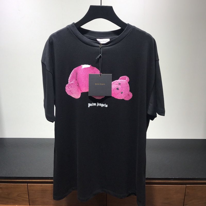 Palm Angels Bear Short Sleeves T-shirt Black / Fuchsia
