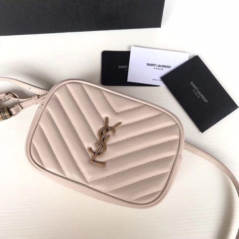 YSL Lou Belt Bag in Quilted Leather Beige